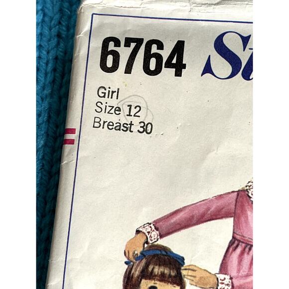 Simplicity 6764 pattern girls dress fit and flare ruffle sleeve 1960s size 14 - Picture 2 of 5